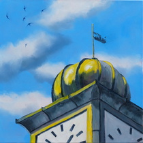 Himmel über Regensburg, Öl auf Leinwand