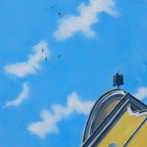 Himmel über Regensburg, Öl auf Leinwand