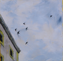 Himmel über Regensburg, Öl auf Leinwand