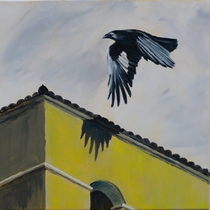 Himmel über Regensburg, Öl auf Leinwand