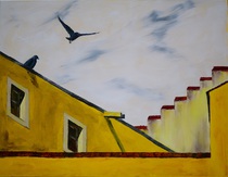 Himel über Regensburg, Öl auf Leinwand