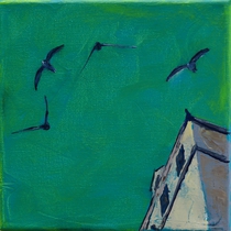 Himmel über Regensburg, Öl auf Leinwand